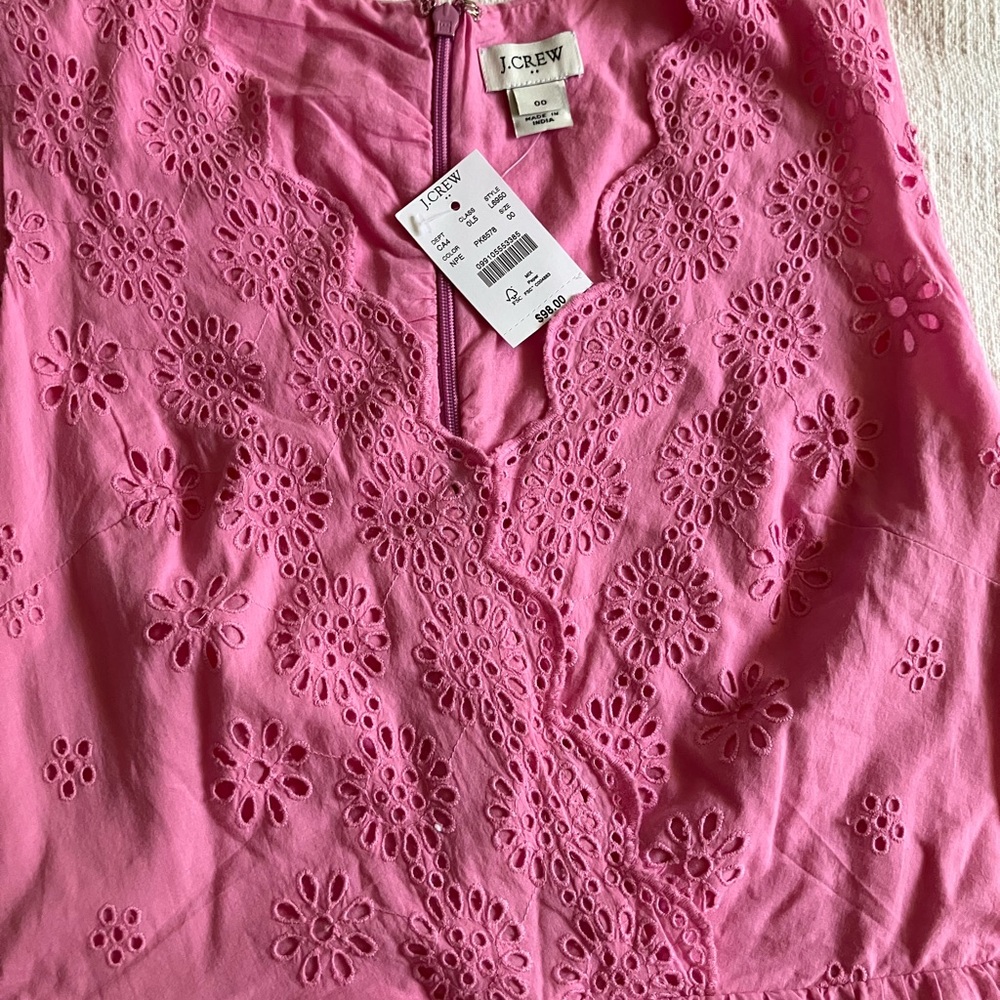 J. Crew Pink Eyelet Cotton Dress